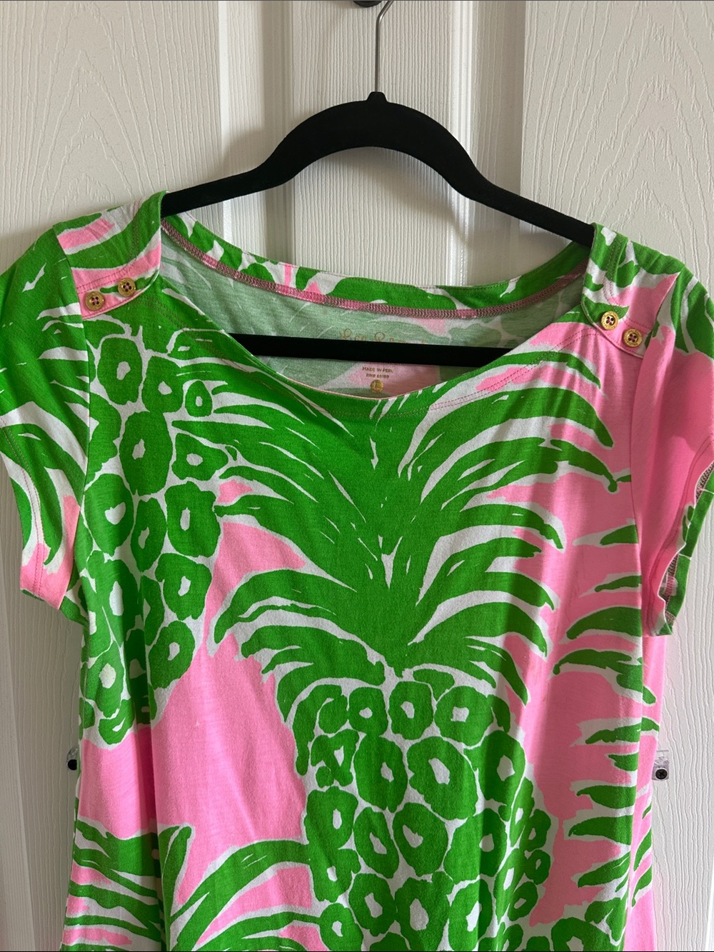 Lilly Pulitzer Pink and Green Pineapple Print Shift Dress - Picture 4 of 4